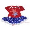 American's Birthday Red Baby Bodysuit Patriotic American Star Pettiskirt &  Sparkle Rhinestone Red Blue Twin Star Print JS4531